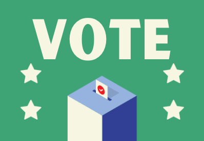 VOTE. Ballot going in ballot box