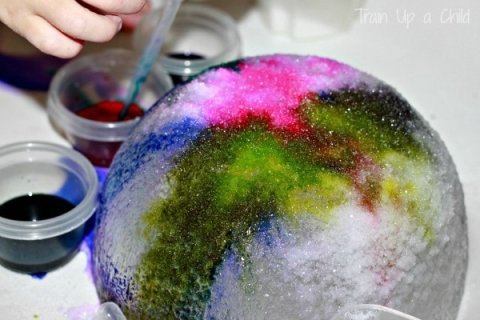 art with ice, paint and salt
