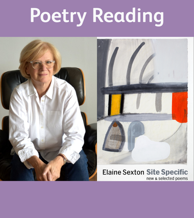 Elaine Sexton and cover of her poem collection "Site Specific"
