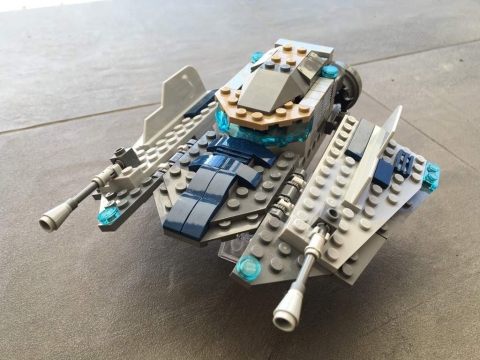 Picture of a homemade star wars spaceship made from legos