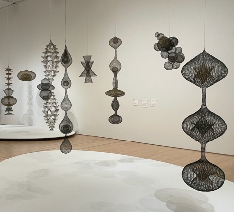 Ruth Asawa hanging woven art sculptures