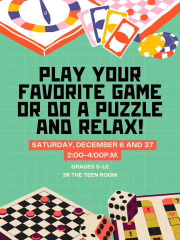 Green poster with board game images