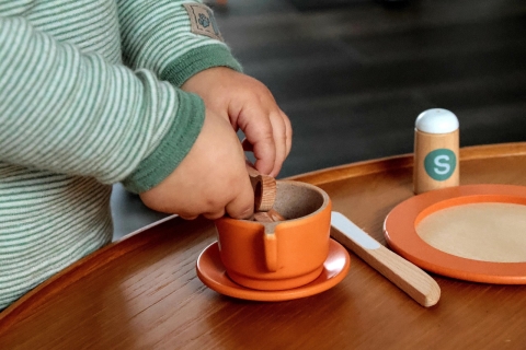 Children (walkers under age 2) can play with our creative toys