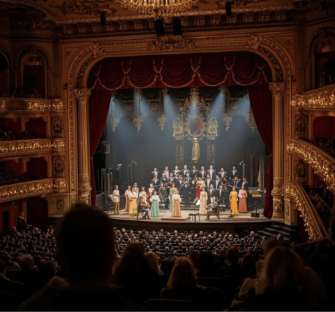 Opera performance on stage of opera house