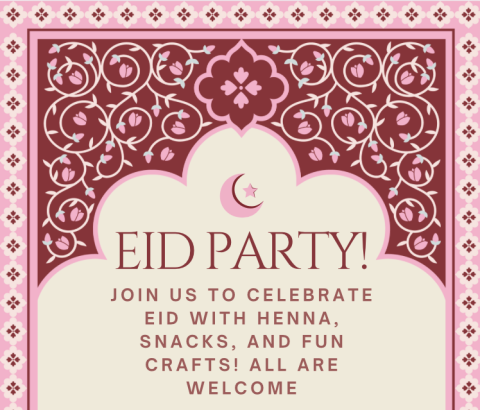 Red and white flyer with vine design