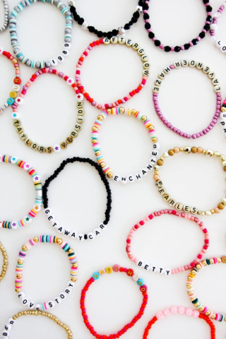 Beaded bracelets with alphabet and colored beads