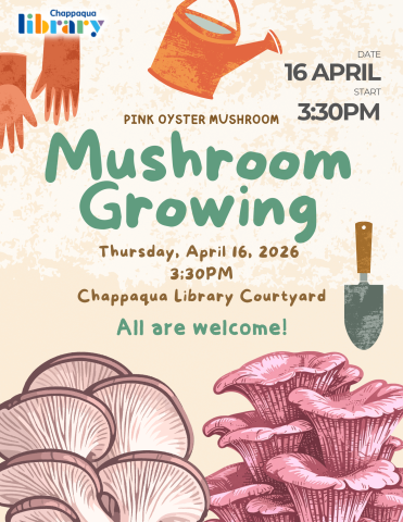 Flyer with oyster mushroom and gardening tools