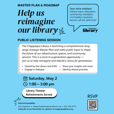 May 2 public engagement session for the library's master plan