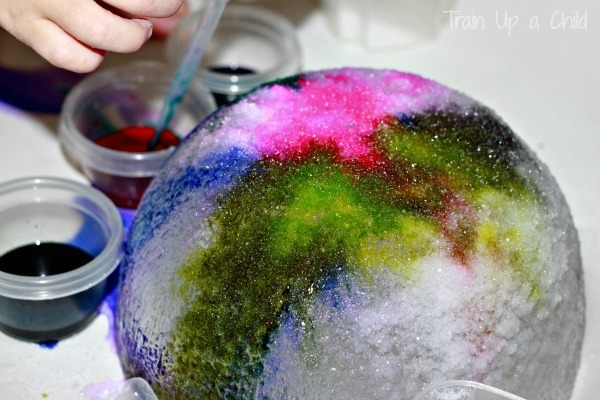 art with ice, paint and salt