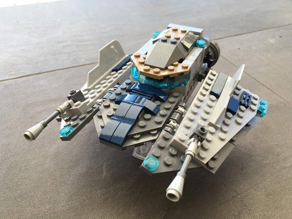 Picture of a homemade star wars spaceship made from legos