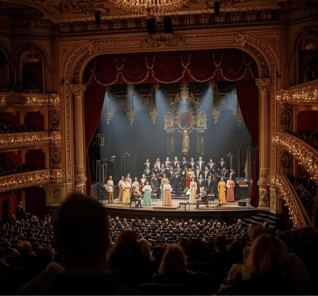 Opera performance on stage of opera house