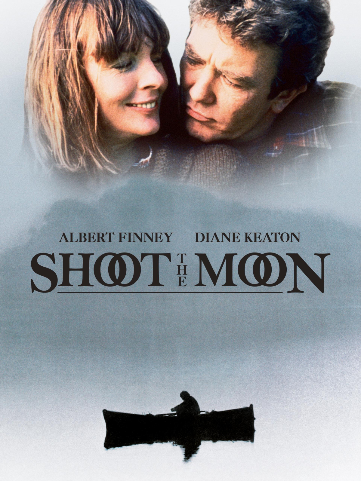 Collage of close up of two faces with a silhouette of a person on a rowboat below.